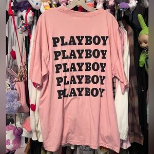 Missguided x Playboy Pink Oversized Tee Shirt